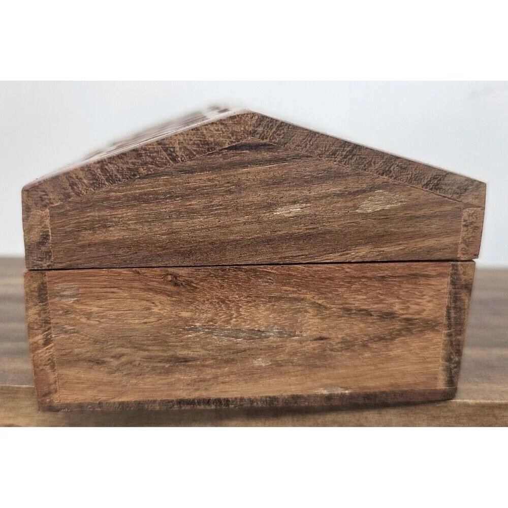 Vintage Hand Carved Trellis Wooden Keepsake Trinket Box Arched Lid Made In India